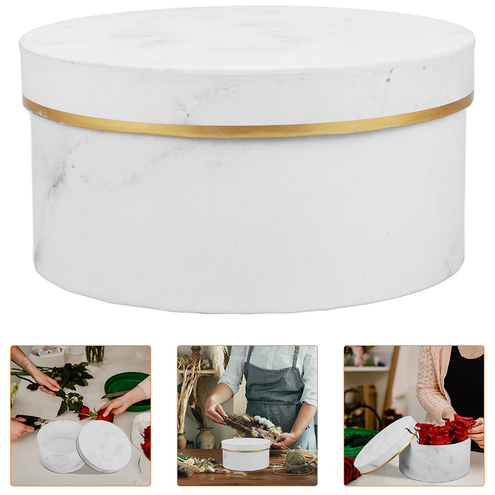 Bouquet Holder Foam - Elegant Round Marble Flower Packaging Box