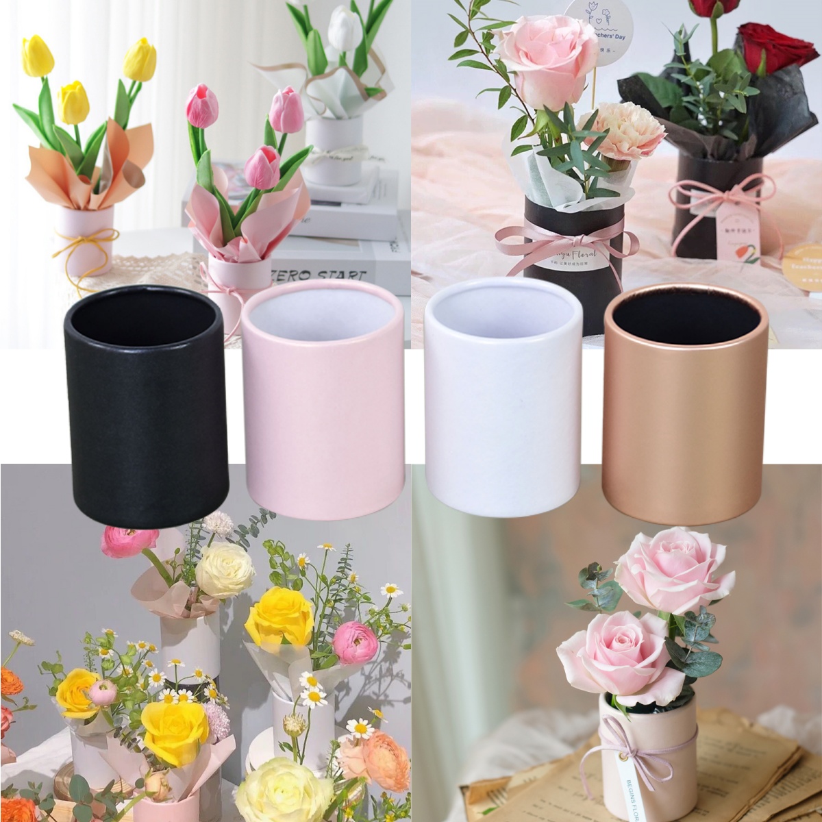 4pcs Mini Round Flower Box Gif - Florist Supply Buckets 리뷰 및 가격