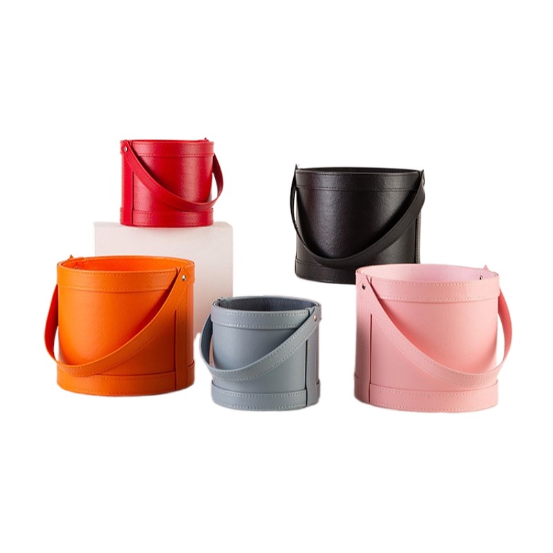 Portable Leather Round Gift Bo - Florist Supply Buckets 리뷰 및 가격