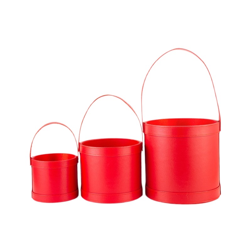 Portable Leather Round Gift Bo - Florist Supply Buckets 리뷰 및 가격